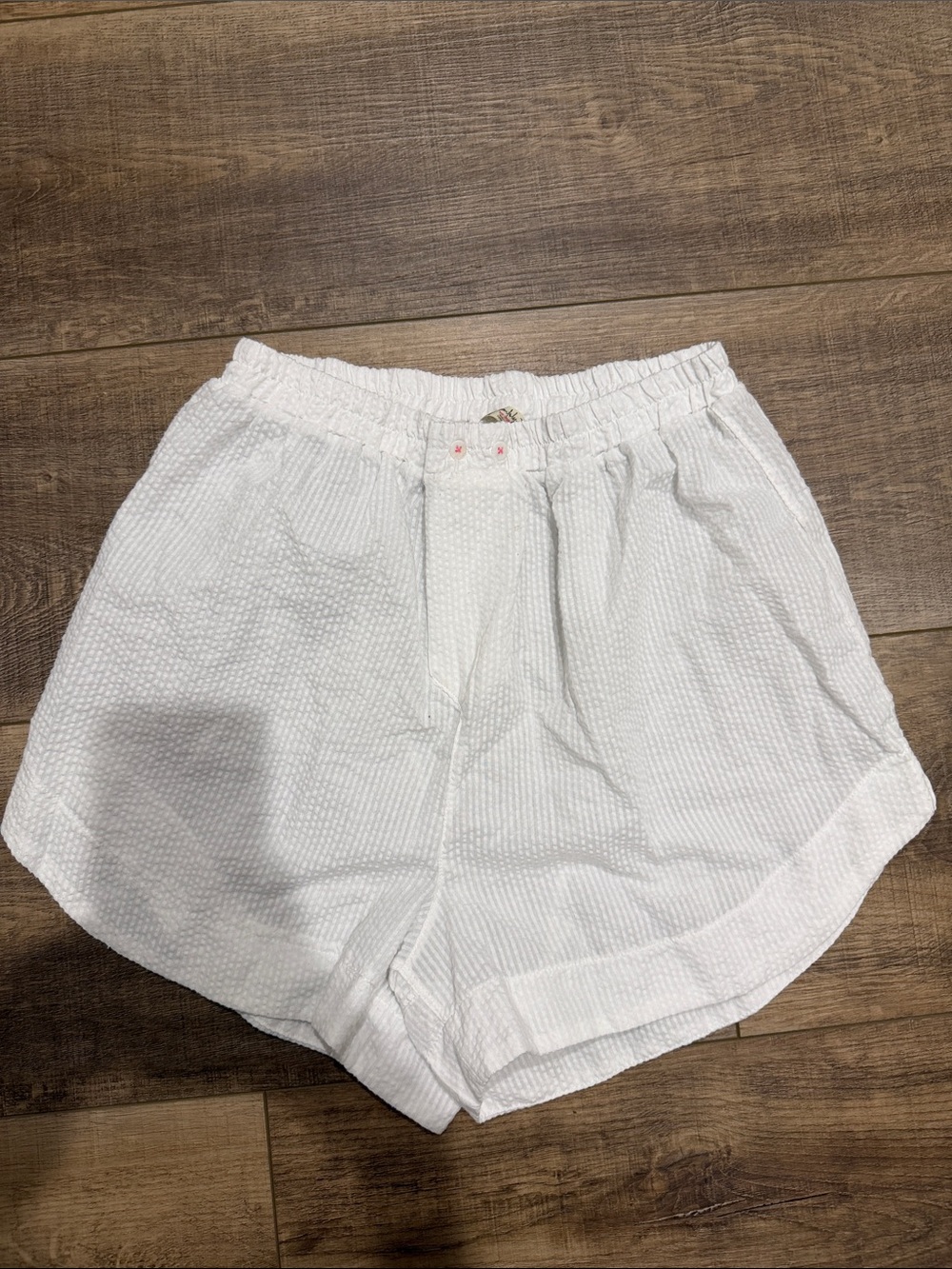 Women's White Seersucker Sleep Shorts